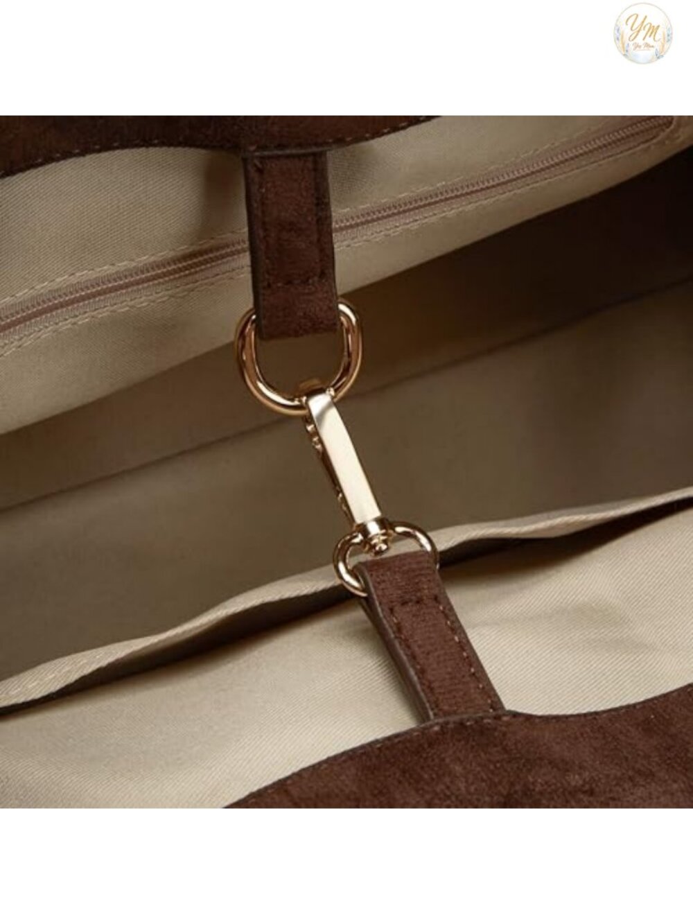 Suede Large Tote Bag Women Retro Crossbody Handbag Work Purse - Picture 6 of 6